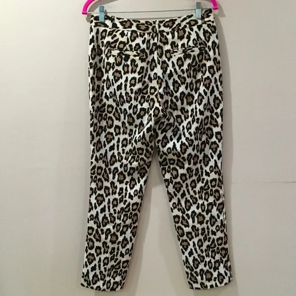 Banana Republic avery trouser ankle pants animal print leopard brown size 2 new - Picture 4 of 10